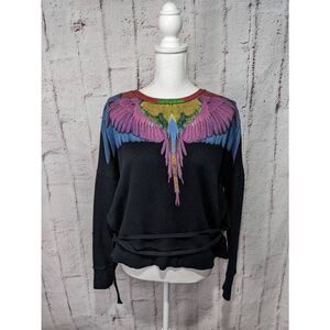 Marcelo Burlon Colorful Wings Black Sweatshirt Oversized Pullover Sz XS‎